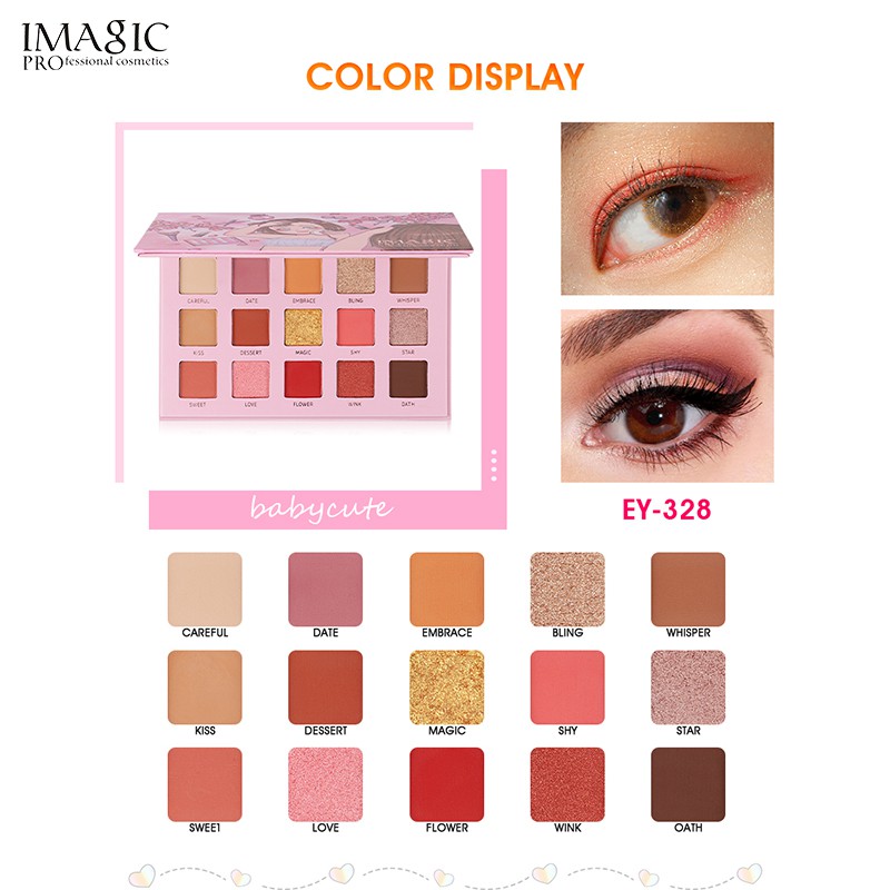 Bảng Phấn Mắt IMAGIC EY-328 Trang Điểm 15 Màu Lâu Trôi Tự Nhiên 1.49g