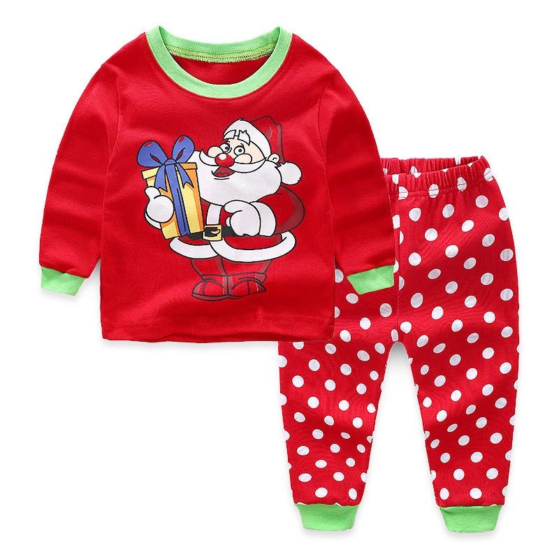 Bộ Đồ Ngủ Tay Dài In Hình Ông Già Noel Hoạt Hình Giáng Sinh Dành Cho Bé Trai 1-7 Tuổi