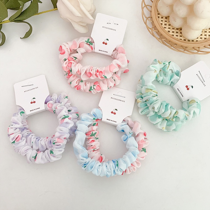 [SET 2] Dây cột tóc vải scrunchies nhỏ hình trái cây siêu dễ thương phiên bản Hàn Quốc DS1
