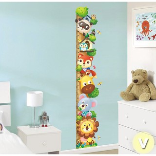 Decal dán tường Thước đo chiều cao hình thú