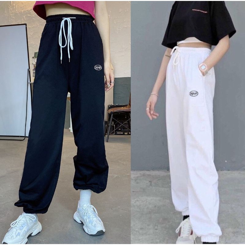 Quần joggers nữ thêu chữ Spun 🖤 35, đơn giản dễ mix đồ, style cá tính, năng động, thun nỉ, quần đen dài tập nhảy, gym