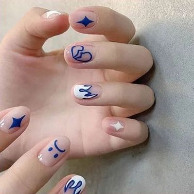 R151-200 Set 24 móng tay giả DIY  dùng trang trí móng tay nghệ thuật