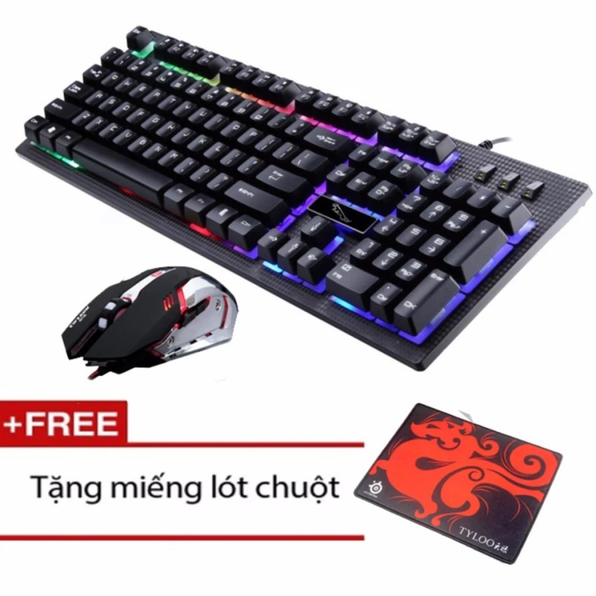 Combo bàn phím LED giả cơ G20 và chuột chơi Game EWEADN T02 (Đen) + Tặng kèm lót chuột