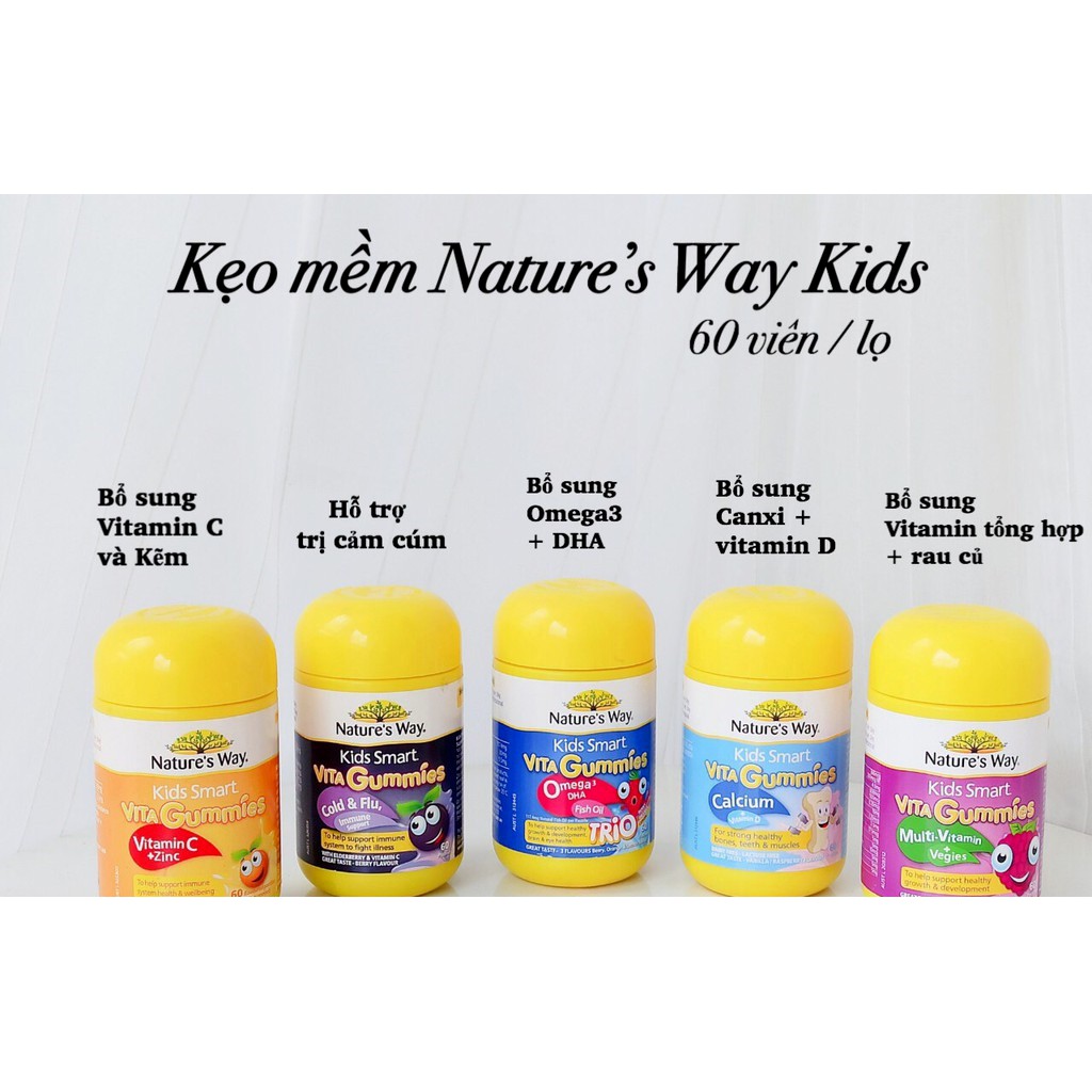 Kẹo dẻo Gummies các loại Nature's Way 60 viên Úc