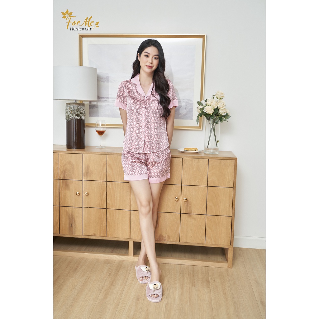Bộ mặc nhà lụa giấy luxury cao câp kiểu dáng đùi Họa tiết ZicZac 09, forme pijamas