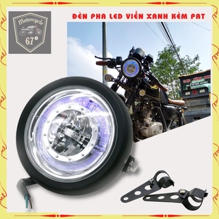 Đèn pha led viền xanh và bộ pat gắn đèn led pha gáo sắt sơn tĩnh điện, mặt kính hàng chính hãng Visco