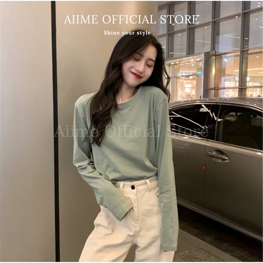 Áo thun dài tay cotton - Áo thun trơn tay dài Ulzzang Form rộng Unisex