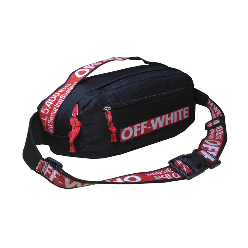 Off White Túi Đeo Chéo Ngực / Thắt Lưng Nhiều Màu Sắc Cho Nam Nữ Of0001 Đen