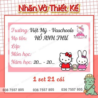 Sticker Nhãn In Tên Bé Kitty - dán dụng cụ đồ dùng học tập cho học sinh - in tên bé theo yêu cầu - giá rẻ nhất năm 2020
