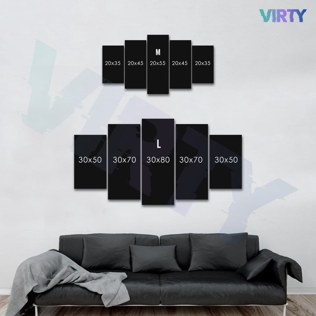 Bộ 5 Tranh treo tường anime KIMETSU NO YAIBA kèm khung composite VIRTY Tranh Canvas decor phòng ngủ, phòng làm việc