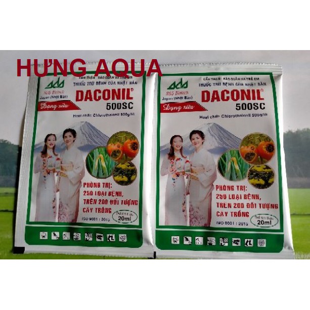 Daconil 500SC t. rị các loại bệnh trên cây trồng: vàng lá, thán thư dạng sữa 20ml/ gói hàng chuẩn công ty
