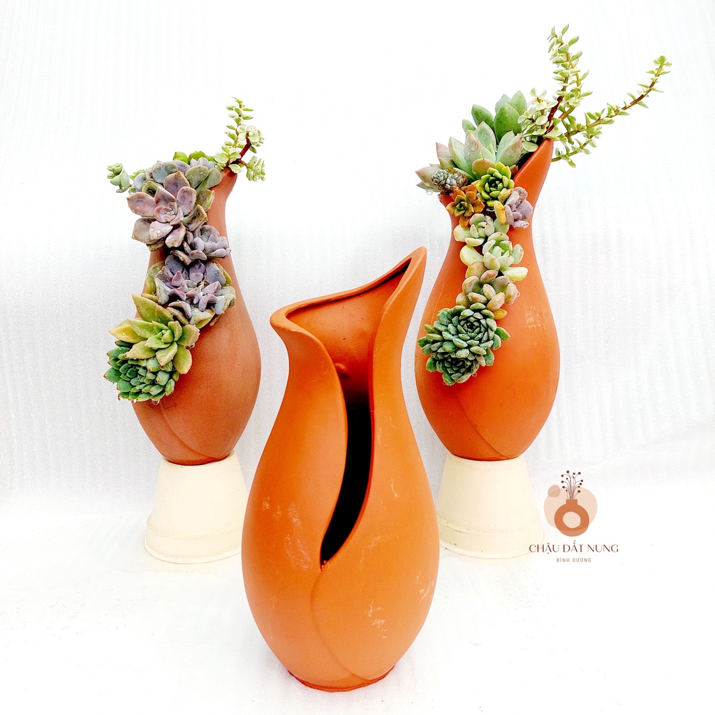 Chậu đất nung, Chậu sen đá - Bình hoa 825, miệng chậu 8cm, chiều cao 25cm [BESTSELLERS]
