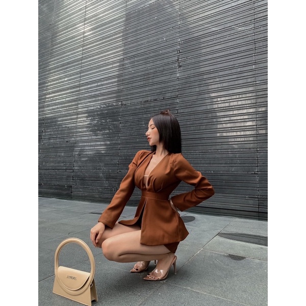 Yoona Auth &HM2T-Jumpsuit short tay dài V ngực sexy sang chảnh Yn