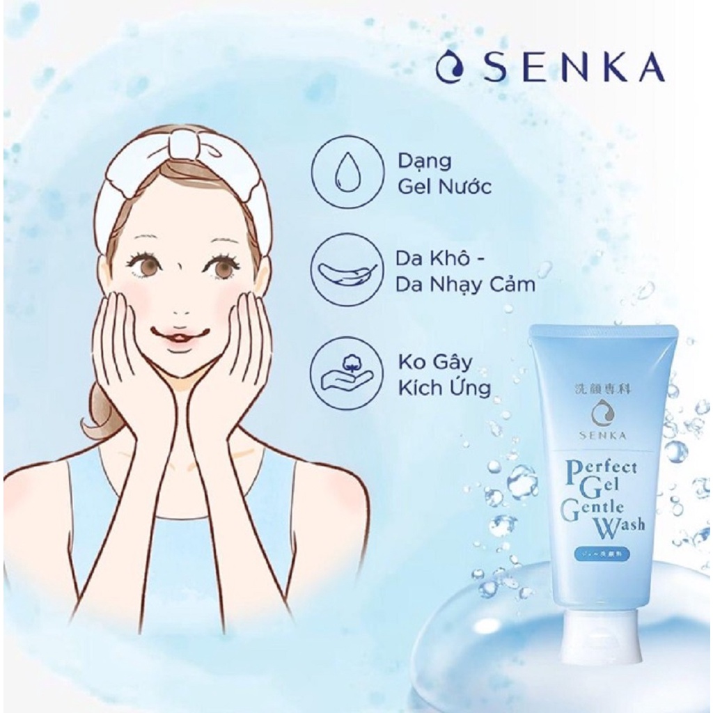 Gel Rửa Mặt Dịu Nhẹ Dành Cho Da Nhạy Cảm Senka Perfect Gel Gentle Wash 100g