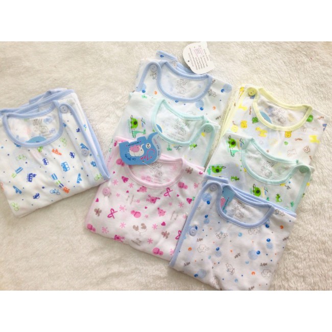 Áo dài tay sơ sinh trắng cotton mềm