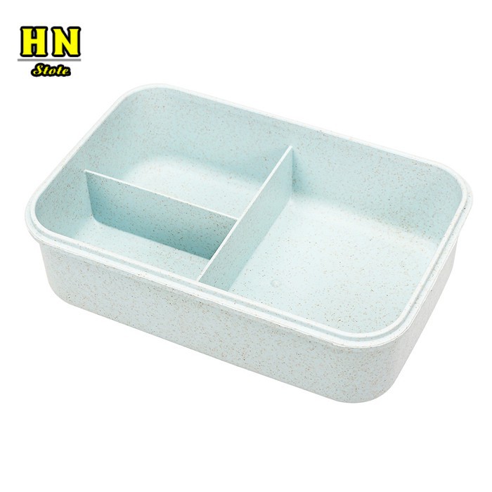 Hộp đựng cơm văn phòng lúa mạch 3 ngăn tặng kèm thìa đũa inox