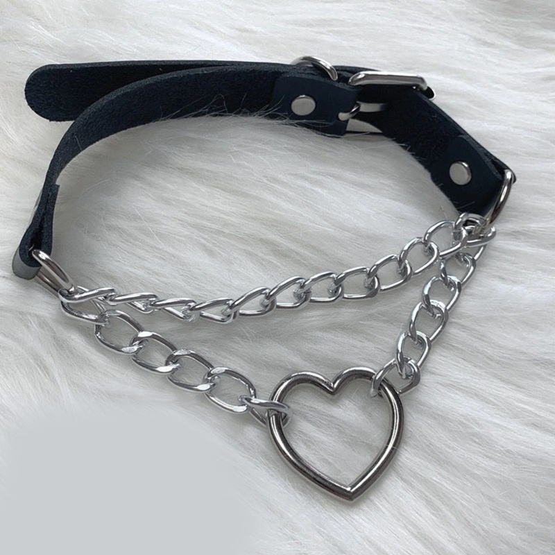 Vòng Cổ Choker Da Mặt Trái Tim Gợi Cảm Dành Cho Nữ