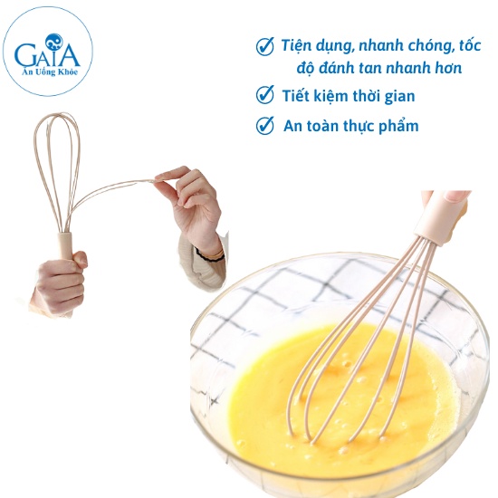 [Whisk eggs] - Dụng cụ đánh trứng cầm tay- phới lồng đánh trứng làm bánh khuấy bột bằng silicon màu hồng/xanh pastel