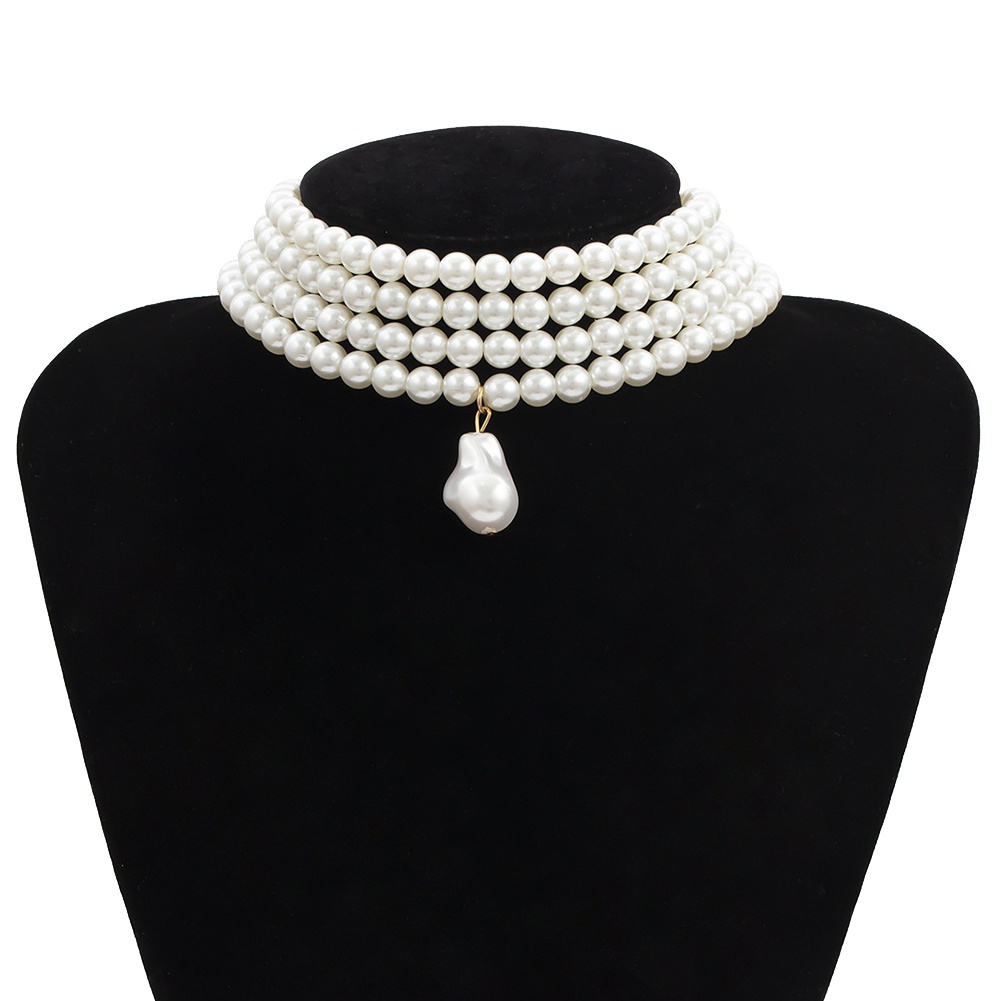 Vòng Cổ Nhiều Lớp Đính Ngọc Trai Nhân Tạo Thời Trang