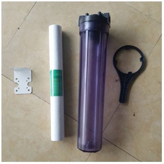 Combo cốc lọc nước 20 inch (Phi 27) kèm giá đỡ- tay vặn - lõi lọc