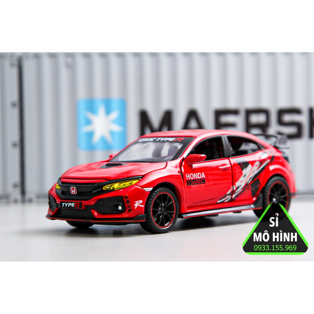 Mô hình xe dân dụng Honda Civic Type R mở hết cửa tuyệt đẹp 1:32 Đỏ