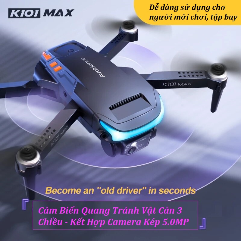 ⚡️ Mẫu Hót 2023⚡️Flycam mini Camera HD K101 Max, Plycam cảm biến va chạm - mắt quang - chỉnh gốc camera trên remote | BigBuy360 - bigbuy360.vn