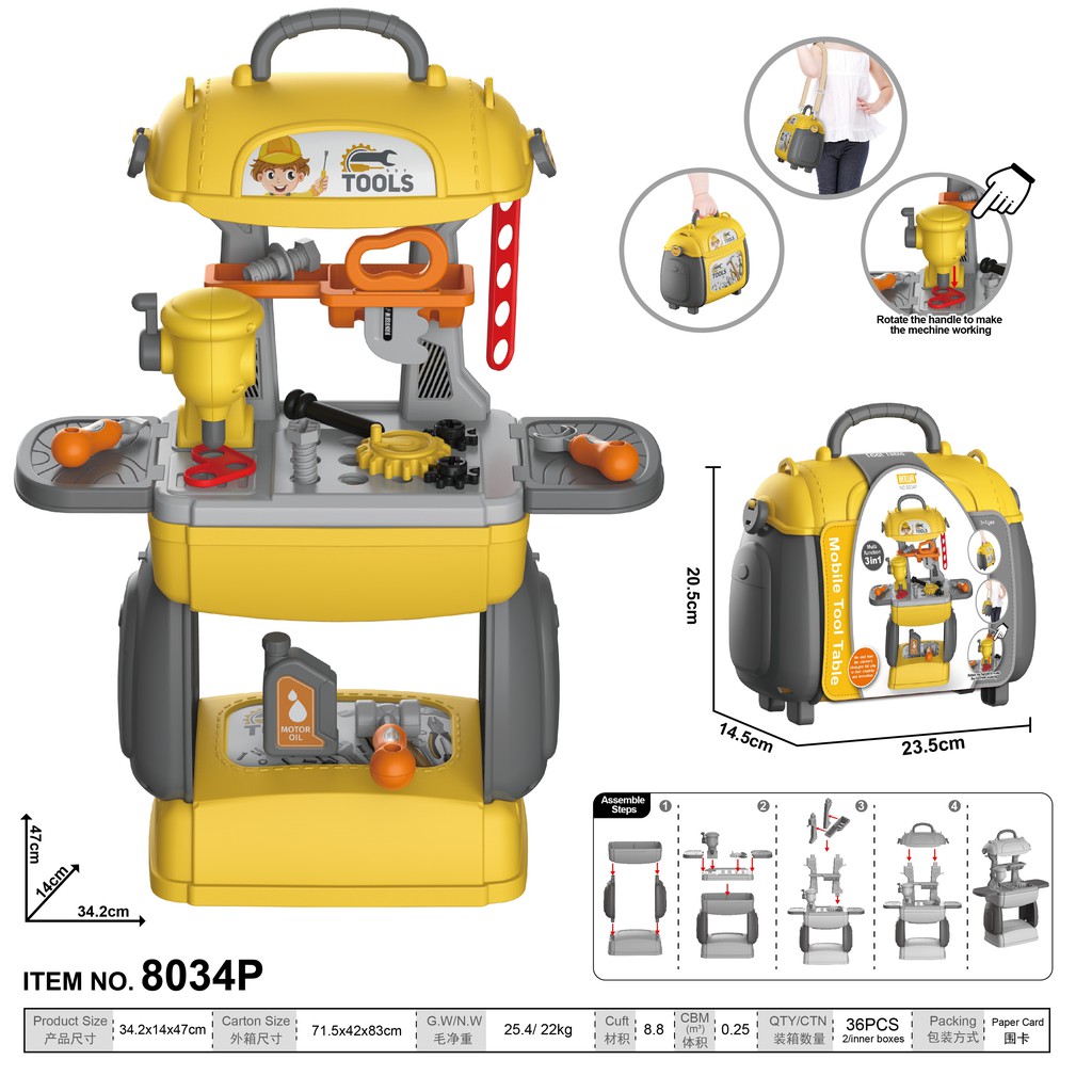 Đồ chơi BOWA 8034P  - cặp công cụ 28 chi tiết, Không dùng pin