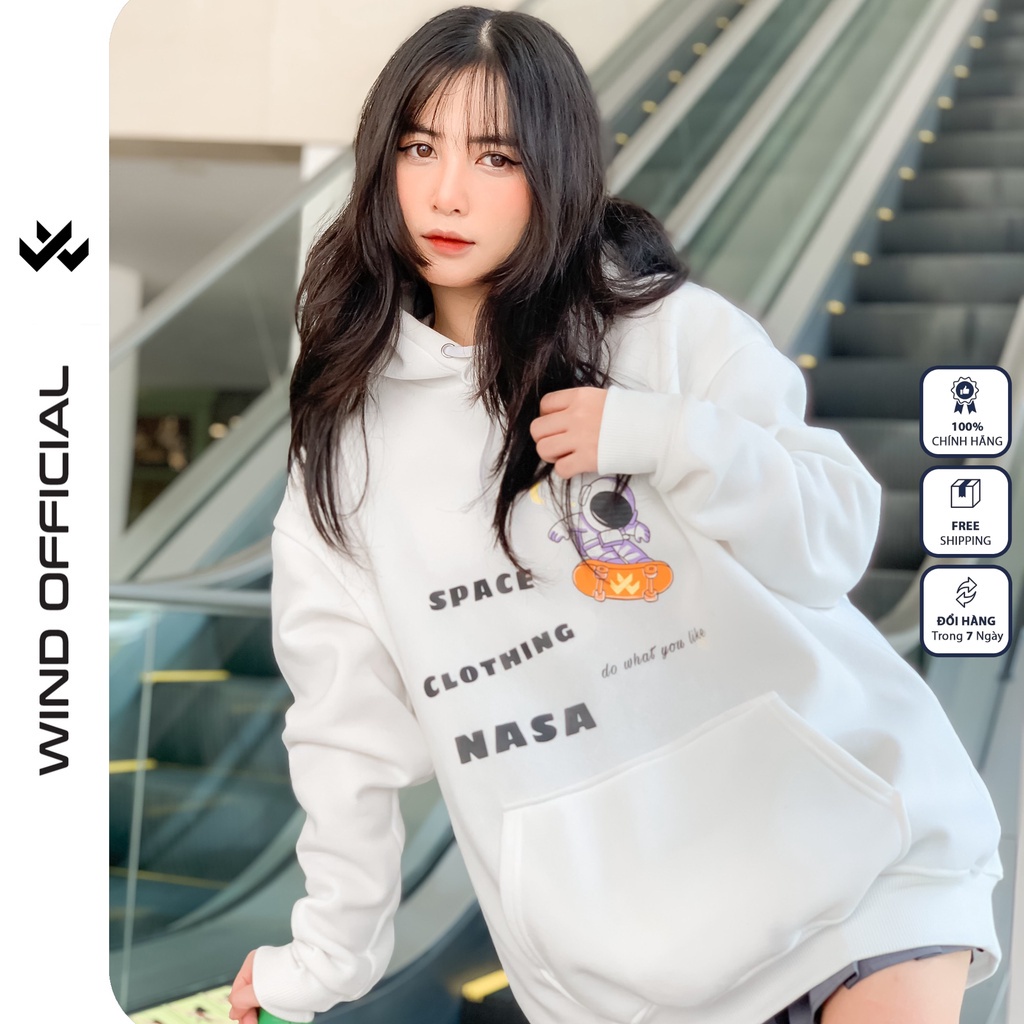 Áo hoodie unisex WIND form rộng nỉ nam nữ NASA HD23 thời trang thu đông oversize - Hàng mới về