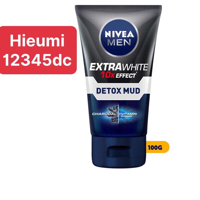 Sữa rửa mặt NIVEA MEN Detox Mud bùn khoáng giúp sáng da & mờ thâm mụn (100g)