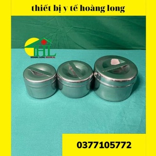 Hộp inox đựng bông cồn y tế bông tẩy trang - dụng cụ y tế, spa