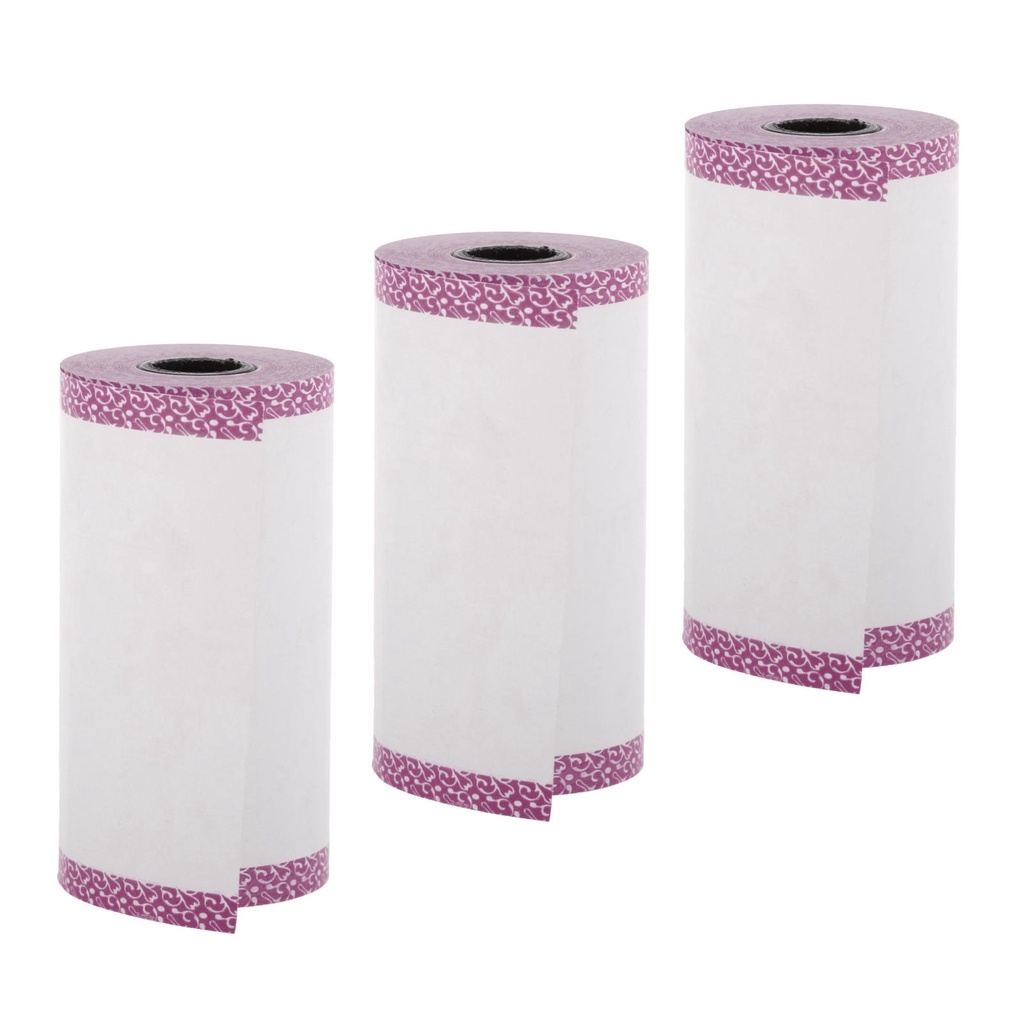 Bộ 3 Giấy In Nhiệt Mini Viền Màu Kích Thước 57x30mm Không Dính Để Chọn