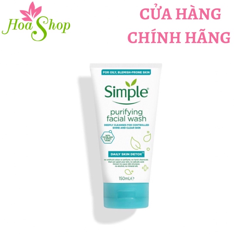 Sữa rửa mặt Simple Purifying Facial Wash Daily Skin Detox 150ml