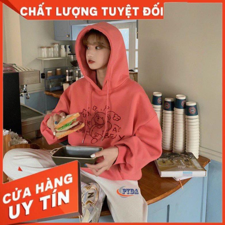 Áo hoodie unisex nam nữ in hình Gấu Cute chất nỉ dày, áo form rộng tay dài dáng rộng - K104