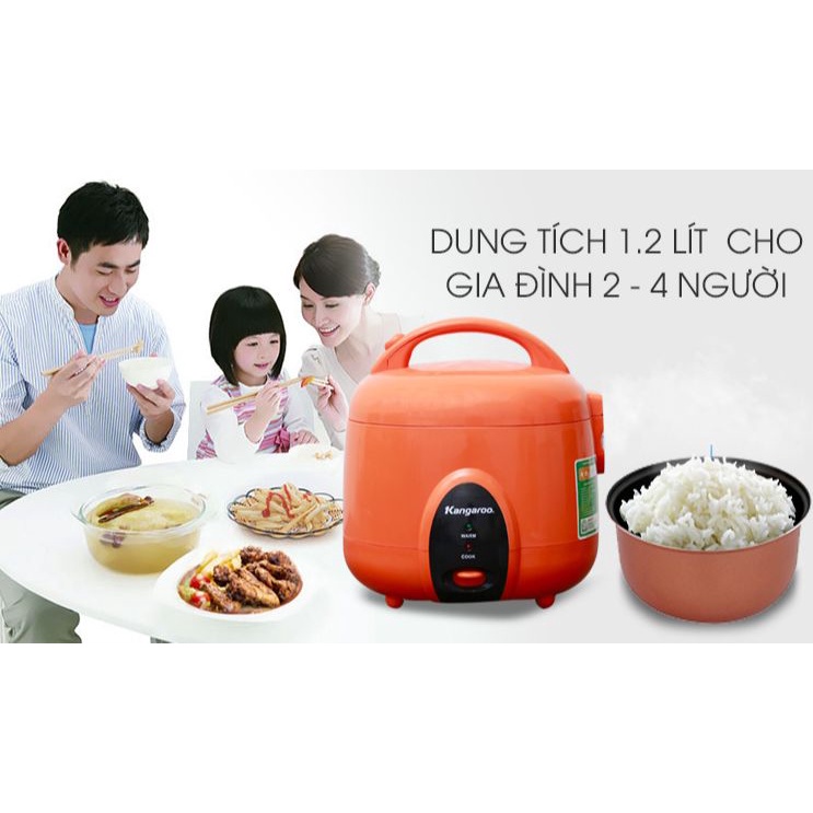 Nồi cơm điện Kangaroo 1.2 lít KG826S Mới 100% chính hãng- Số người ăn 2 - 4 người Công suất 500 W