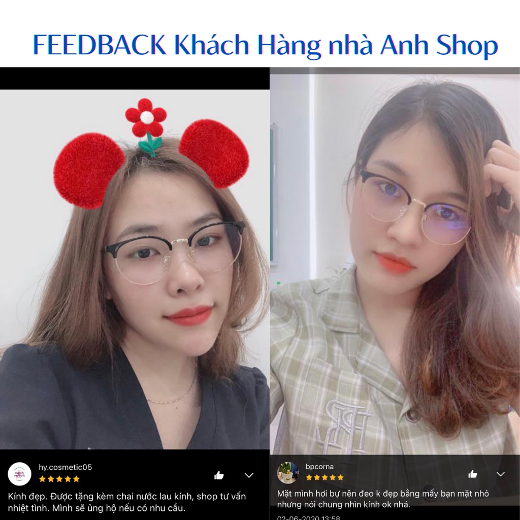 Gọng kính cận tròn nam nữ chất liệu nhựa dẻo kết hợp kim loại nhận cắt tròng cận viễn loạn 6214