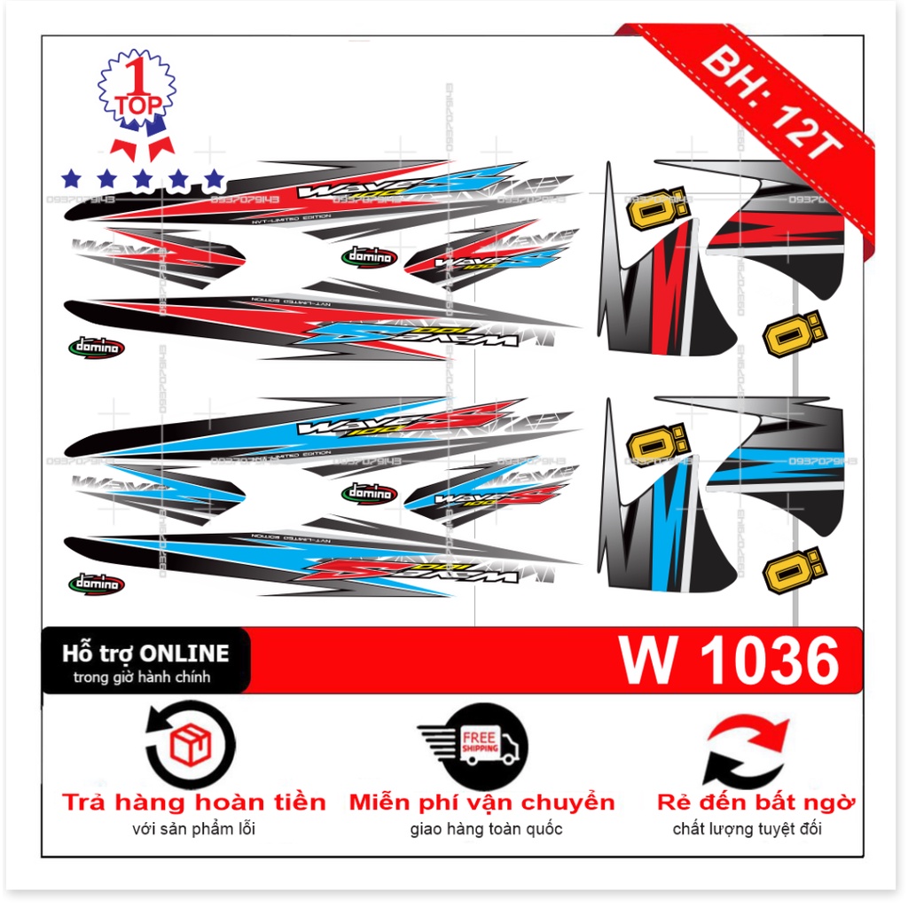 ( Quí khách vui lòng mang ra tiệm cho thợ dán ) Tem wave S 2016 trắng