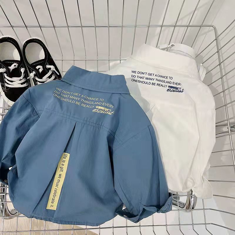 Áo Sơ Mi Tay Dài Phong Cách Phương Tây Thời Trang Xuân Thu Mới 2022 Dành Cho Bé Trai