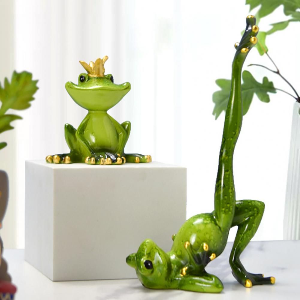 Mô hình tượng ếch tập yoga nhỏ bằng nhựa resin trang trí bàn ăn/bàn làm việc/văn phòng
