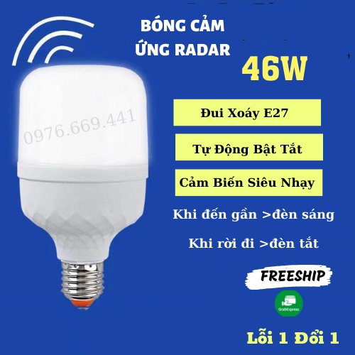 Bóng Đèn Led Cảm Biến Chuyển Động Thông Minh Cảm Ứng Tự Động Sáng Đui Xoáy Đèn Rọi Ray Asaki