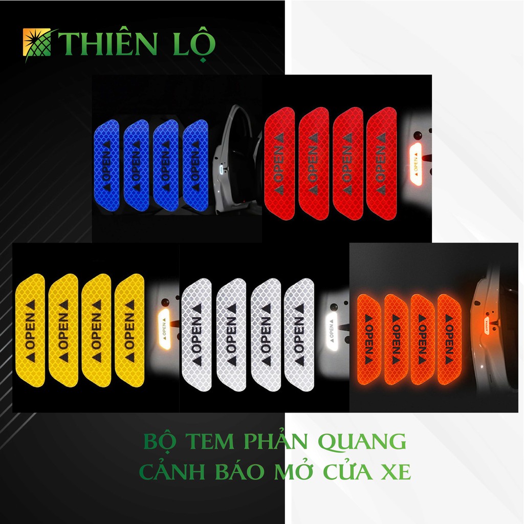 Bô 4 Miếng Dán Phản Quang Cảnh Báo Mở Cửa Xe ô tô cao cấp nhiều màu của Thiên Lộ