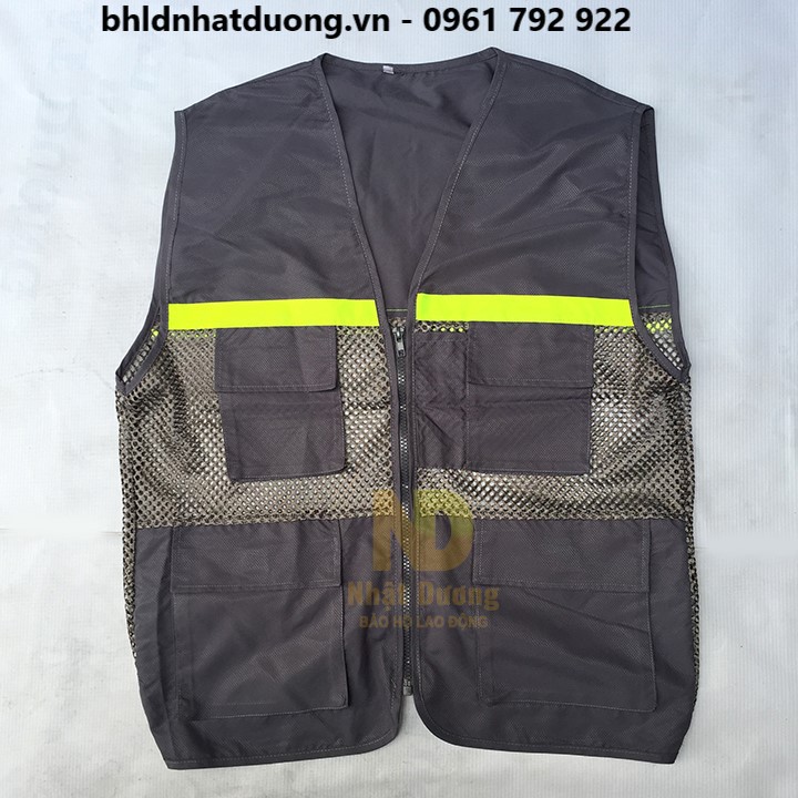 Áo bảo hộ lao động gile áo kỹ sư có phản quang 4 túi hộp dây kéo - Nsafe