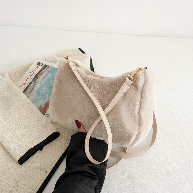 Túi đeo vai IELGY hình vuông cỡ nhỏ vải lông phong cách thời trang phương Tây cho nữ