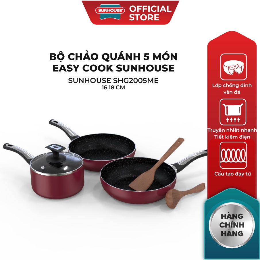 Bộ chảo quánh 5 món Easy Cook SUNHOUSE SHG2005ME