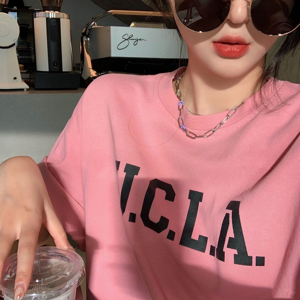 Áo Thun Tay Ngắn Dáng Rộng In Hình Trẻ Trung Phong Cách Hàn Quốc Cho Bạn Gái