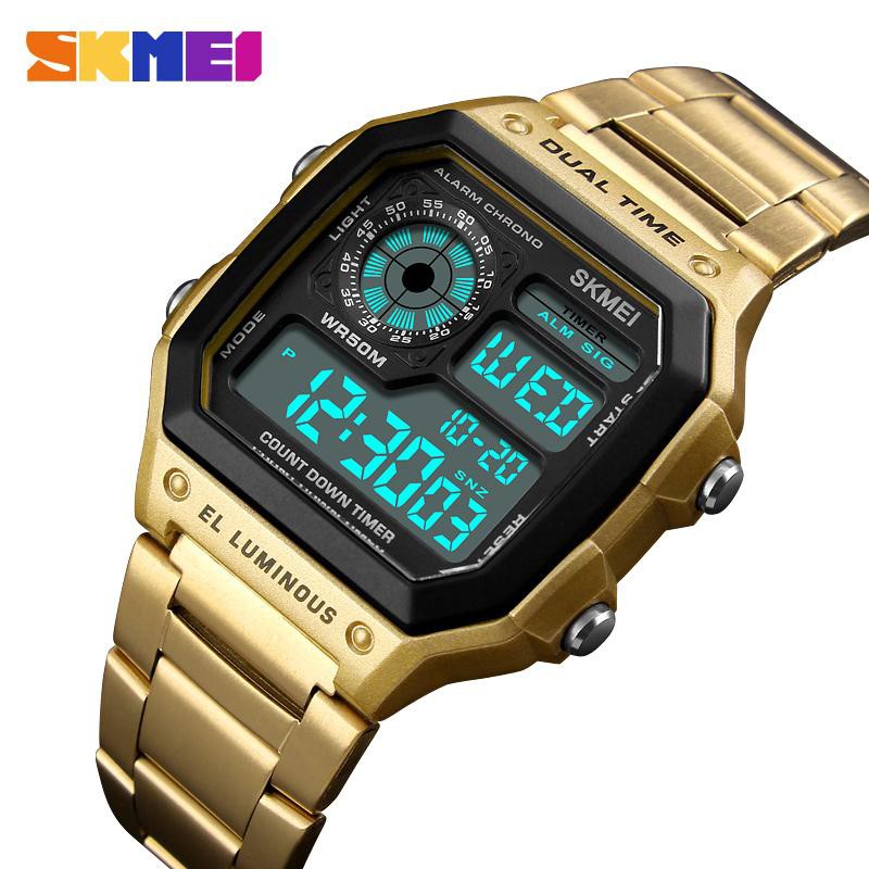 Đồng hồ thể thao điện tử nam Skmei 1335G Digital Watch dây thép không gỉ