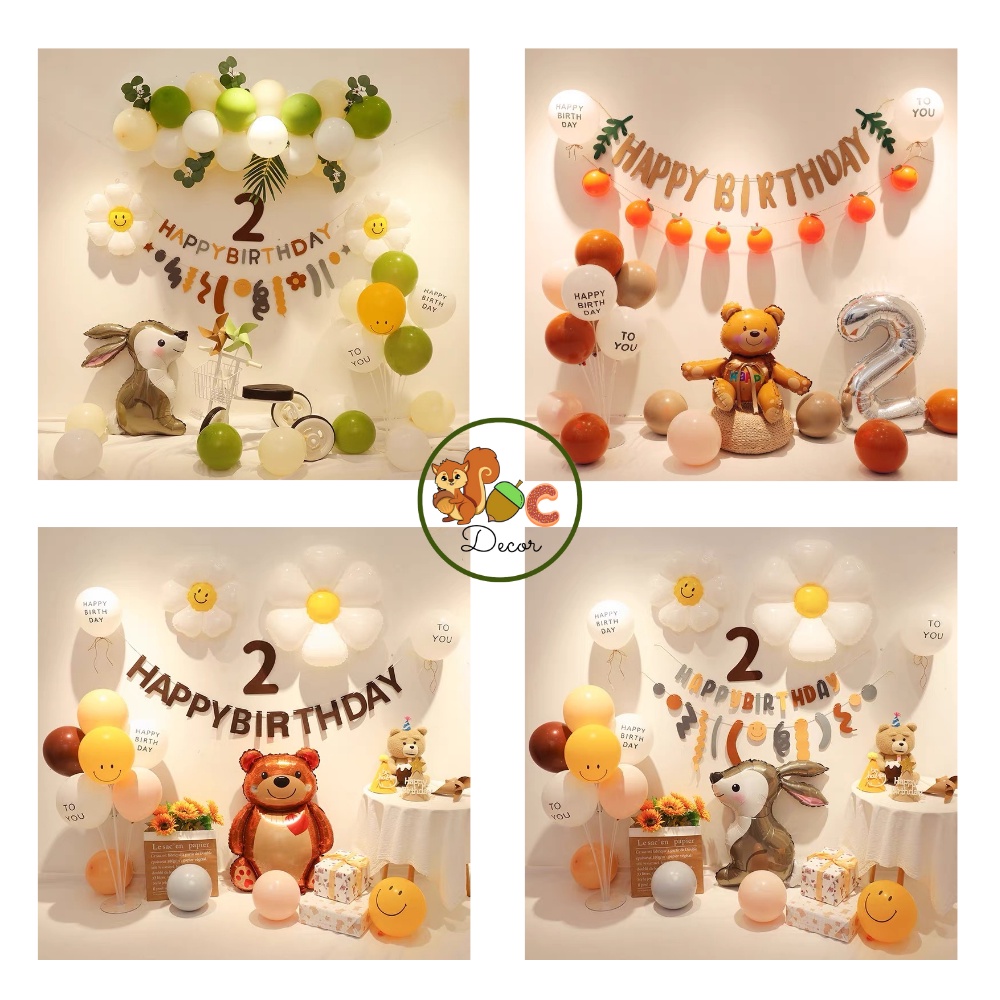 Set bóng trang trí sinh nhật cho bé gái, bé trai phong cách Hàn Quốc siêu đẹp, đơn giản, dễ làm tại nhà