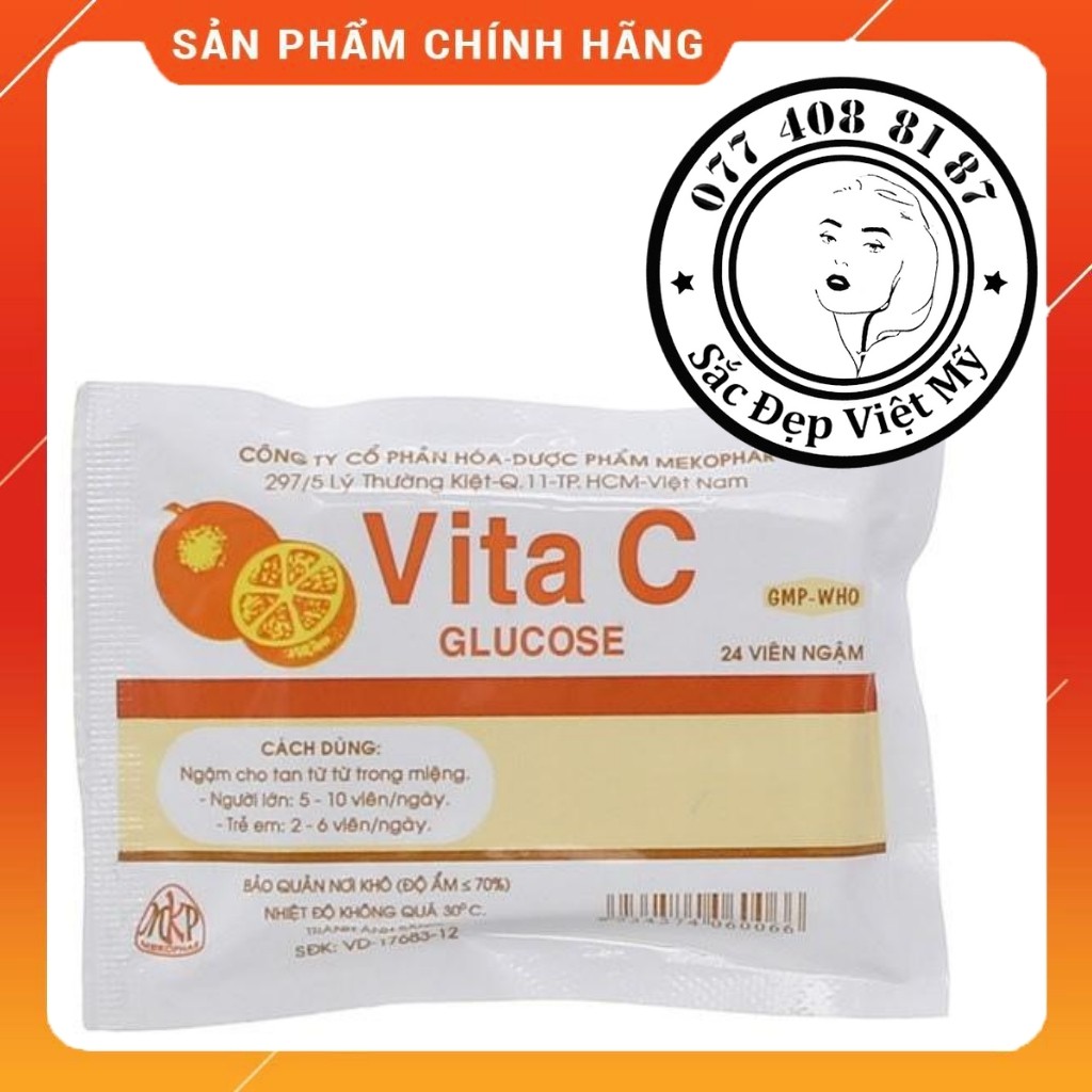 Kẹo Ngậm Vita C ❤️Giá Sỉ❤️Bổ Sung Vitamin C Tăng Sức Đề Kháng Cho Người Lớn và Trẻ Em Hộp 46 Gói x 24 Viên