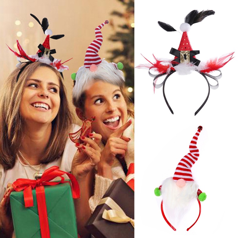 Băng Đô Cài Tóc Hình Nón Elf Đính Chuông Lông Vũ Co Giãn Dễ Thương Sáng Tạo Dùng Làm Đạo Cụ Chụp Ảnh