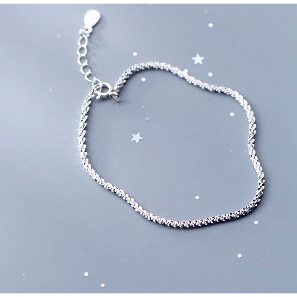 Lắc chân bạc Tlee, lắc dây xù lấp lánh- TleeJewelry