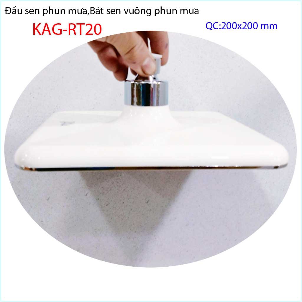 Bát sen tắm đứng vuông 20x20 cm KAG-RT20, đầu sen phun mưa tia nước đều thiết kế mới thời trang sang trọng tuyệt đẹp